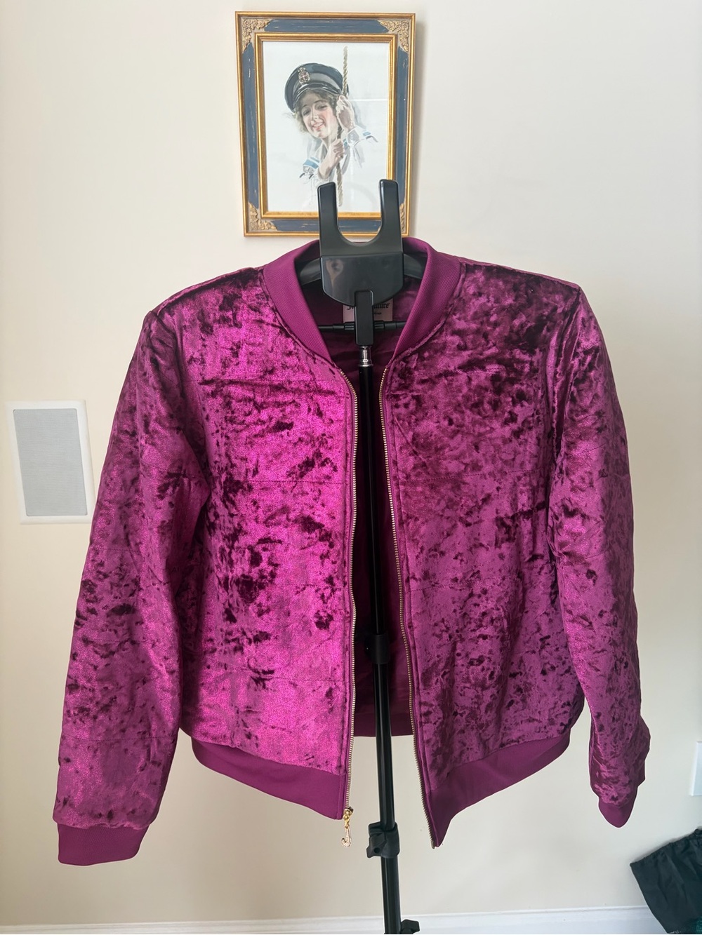 Juicy Couture Purple Crushed Velvet Bomber Jacket XL